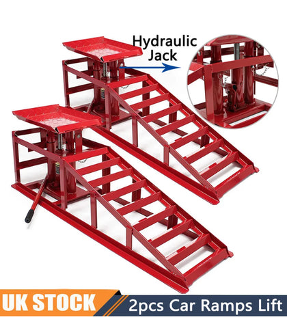 UK Hydraulic Car Ramps 2x Heavy Duty Garage Van Lift Jack Ramp Height Adjustable