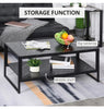 Elegant Two-Tier Marble Effect Coffee Table Metal Frame 106L x 50W x45H cm