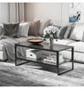 Elegant Two-Tier Marble Effect Coffee Table Metal Frame 106L x 50W x45H cm