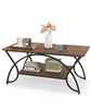 Modern Wood Grain Coffee Table 2-Tier Rectangular Accent Table Chic Cocktail