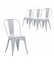 Set of 4 Dining Chairs Metal Kitchen Chairs Bistro Chair Stackable Tolix White