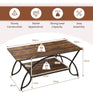 Modern Wood Grain Coffee Table 2-Tier Rectangular Accent Table Chic Cocktail