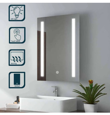 LED Mirror Cabinet Wall Mounted Storage Bathroom Cupboard Demister Sensor Switch
