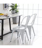 Set of 4 Dining Chairs Metal Kitchen Chairs Bistro Chair Stackable Tolix White