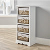 Storage Unit 4 Drawer Wood Organiser Basket Drawers White Bathroom Bedroom
