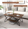 Modern Wood Grain Coffee Table 2-Tier Rectangular Accent Table Chic Cocktail