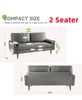 2 Seater Velvet Sofa with 2 Pillows Modern Couch Love Seat Settee Home Office UK