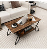 Modern Wood Grain Coffee Table 2-Tier Rectangular Accent Table Chic Cocktail