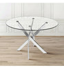 Modern Glass Round Table Chairs Kitchen Living Dining Room Furniture Metal Legs
