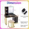 Modern Dressing Table & Stool Set w/Mirror RGB Lights 7 Modes & Charging Station