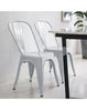 Set of 4 Dining Chairs Metal Kitchen Chairs Bistro Chair Stackable Tolix White