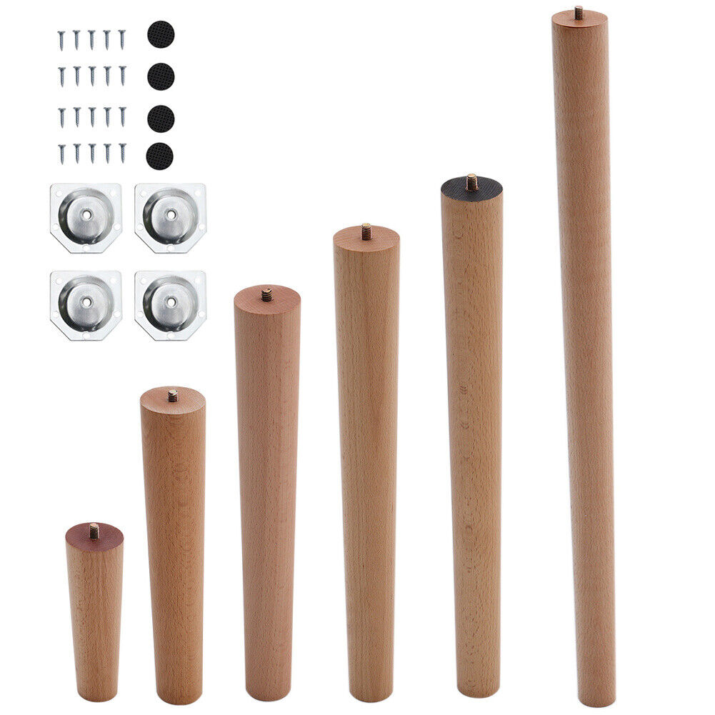 4X Wood Table Legs Tapered Square Oak Beech Table Chair Stool Chest Sofa 9 Size