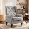 Retro Accent Chair Wingback Armchair with Wood Frame for Living Room Dark Grey