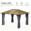 3 x 3.6m Hardtop Gazebo Canopy w/ Aluminium Frame Netting & Curtains