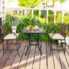 5 Pieces Patio Rattan Bistro Set Outdoor Bar Stool Set W/ 4 Chairs &1 Bar Table
