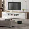 200cm All High Gloss White TV Stand Cabinet Unit Storage with RGB LED Cupboard