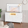 TV Stand with LED Light for 32-50" TVs, Media Console Table w/ 8 Drawers Bedroom