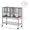 PawHut Double Rolling Bird Cage with Removable Metal Tray and Storage Shelf