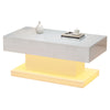 Coffee Table White High Gloss with App Controlled LED & Drawers for Living Room