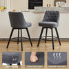 2 pack Swivel Bar Stools 26 inch Linen Counter Chairs Tufted Back Wood Legs