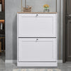 White 2 Drawers Shoe Rack Footwear Storage Hallway Cabinet Organiser Cupboard