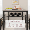 Dining Table Set for 4,Rectangular Table with Upholstered Chairs& Storage Benche