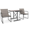 3 Piece Patio Bistro Set with Dining Table and 2 Armchairs-Coffee
