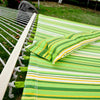 Hammock Hanging Double Cotton Design Swing Bed Portable w/ Pillow Green Striped