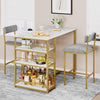 3 pcs Dining Table Set for 2 Kitchen Table Upholstered Chair Counter Height Bar
