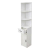 Wood Storage Corner Floor Standing Cabinet with Doors and Shelves Slim Bookshelf