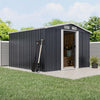 8x8 FT Peak Roof Steel Storage Shed, Pre-drilled Steel Panels, Outdoor Tool Shed