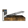 Wooden Ottoman Bed Frame 4ft6 Double Bed with Under Bed Storage and LED Lighting