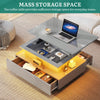 LED Coffee Table with Storage Lift Up Living Room Wooden Furniture 2 Drawer
