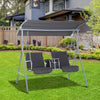 2 Seater Garden Swing Chair w/ Tilting Canopy, Drink Tray & Storage Bag, Grey