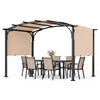 305 x 242 cm Retractable Pergola Large Garden Pergola with Sun Shade Beige
