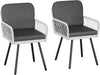 4 pcs Patio Garden Dining Chair with Cushion Metal Frame Rattan Wicker Armchair