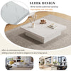 White Marble Look Coffee Table with Sliding Drawers, 90x90cm Square End Table