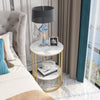 Gold Round Side End Table Coffee Table Clock Plant Stand for Living Room Bedroom