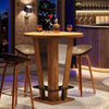 Round Bar Table, 39.4" H High Top Cocktail Bistro Pub Table with Metal Footrest