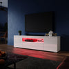 High Gloss TV Unit Cabinet Stand 180cm White Storage with LED Lights Sideboard
