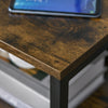 End Table Bedside Desk Slim Storage Cabinet with Shelf Rustic Brown