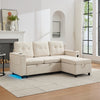 Sofa Bed Pull Out Sectional Couch Bed Convertible Settee with Storage, Beige