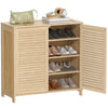 Bamboo Shoe Cabinet with Louvered Doors, 14 Pairs Footwear Cupboard for Hallway