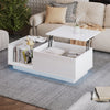 Coffee Table with Lift Top & App LED, Hidden Storage, 100x50x33cm, Living Room
