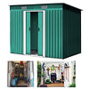 4x8 FT Flat Roof Steel Storage Shed, Pre-drilled Steel Panels, Outdoor Tool Shed