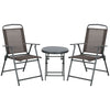 Folding Bistro Set Patio Chairs Coffee Table Balcony Garden Furniture Brown