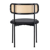 Dining Chairs Set of 4, with Rattan Backrest, Padded Seat & Metal Legs, Black