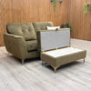 'Dawson' 2 Seater Sofa + 'Ava' Storage Footstool Khaki Velvet RRP £1200 NEW
