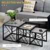 Set of 3 Nesting Coffee Tables Square Side Tables with Metal Frame, Grey