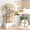 6-Tier Gold Bookshelf 180cm Tall Metal Bookcase Modern Standing Display Shelf